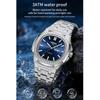 Waterproof Mens Square Quartz Watch Luminous Day Date Display Steel Strap Classic Casual Daily Wristwatch