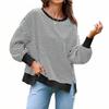 Women's Loose And Fashionable Long Sleeved Round Neck Slit Pullover Hoodie