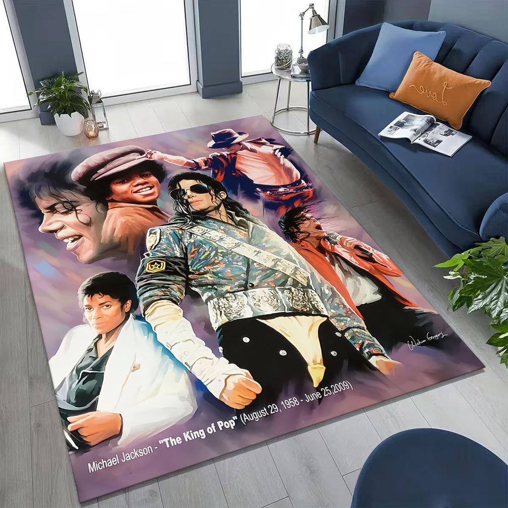 Fashion MJ Michael Jackson King of Pop Art Rug for Bedroom Living Room Sofa Home Doormat Decor, Large Kids Non-slip Floor Mat