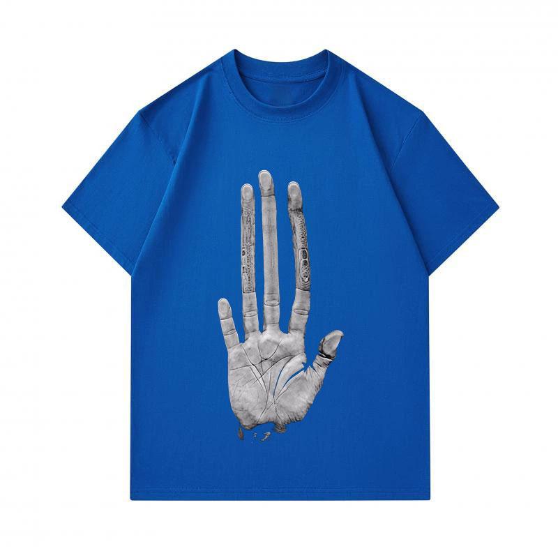 Men's 100% Cotton Crew Neck Short Sleeve T-Shirt, Funny 3D Hand Palm Print Casual Summer Tee, Soft Breathable Lightweight Daily Wear Streetwear Tops F