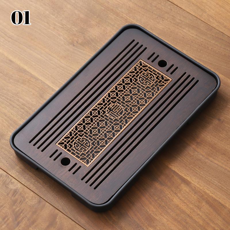 2025 Neo-Chinese Bamboo Tea Tray Kung Fu Tea Set Tray Hollow Out Grid Disk Quick Drainage Storage Tea Tray Dry And Wet Dual Use