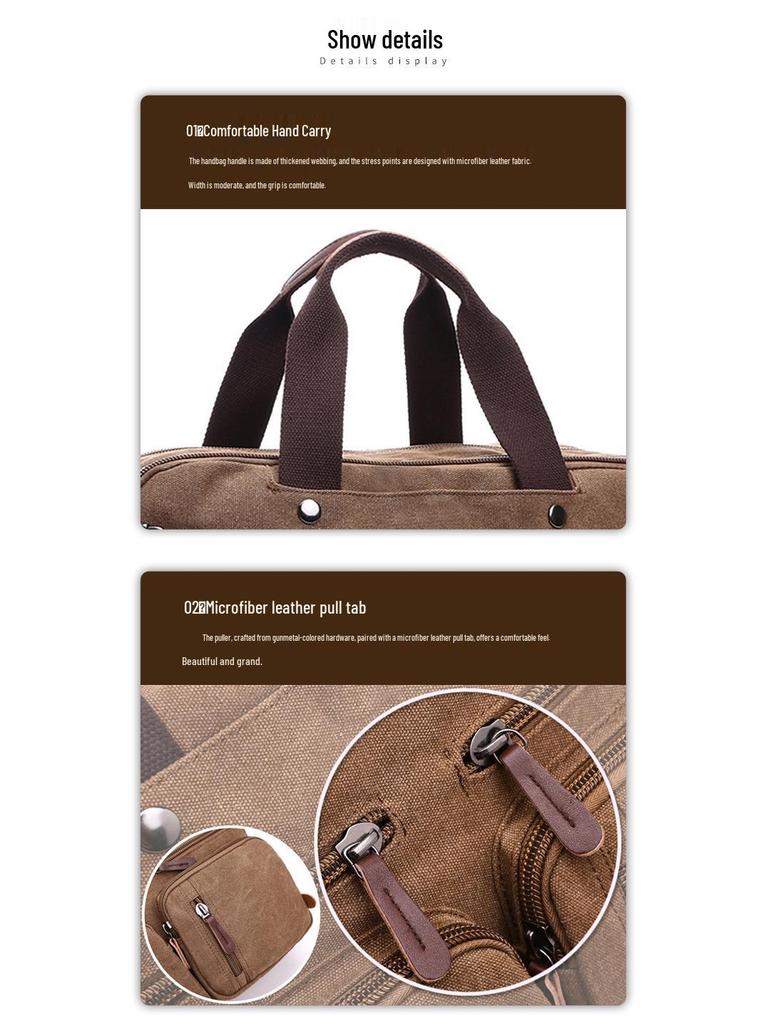 Cross-Border Canvas Laptop Backpack - Large Capacity Business Travel Bag