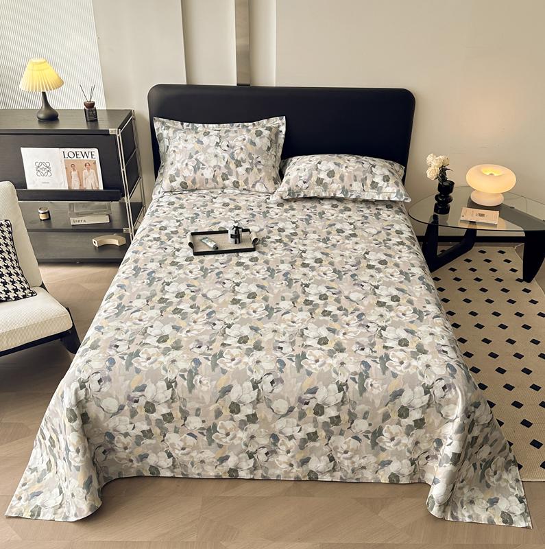 Vintage Style Floral Pattern 100% Cotton Bed Sheet Set Dark Color Flowers Luxurious Bedspread with Pillowcases Queen Bedding Set
