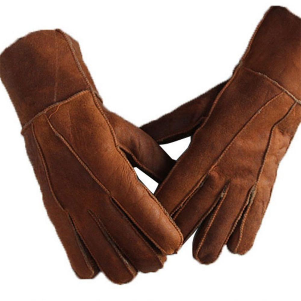 Fur integrated gloves, sheepskin wool outdoor cycling gloves, men's and women's thickened winter finger gloves