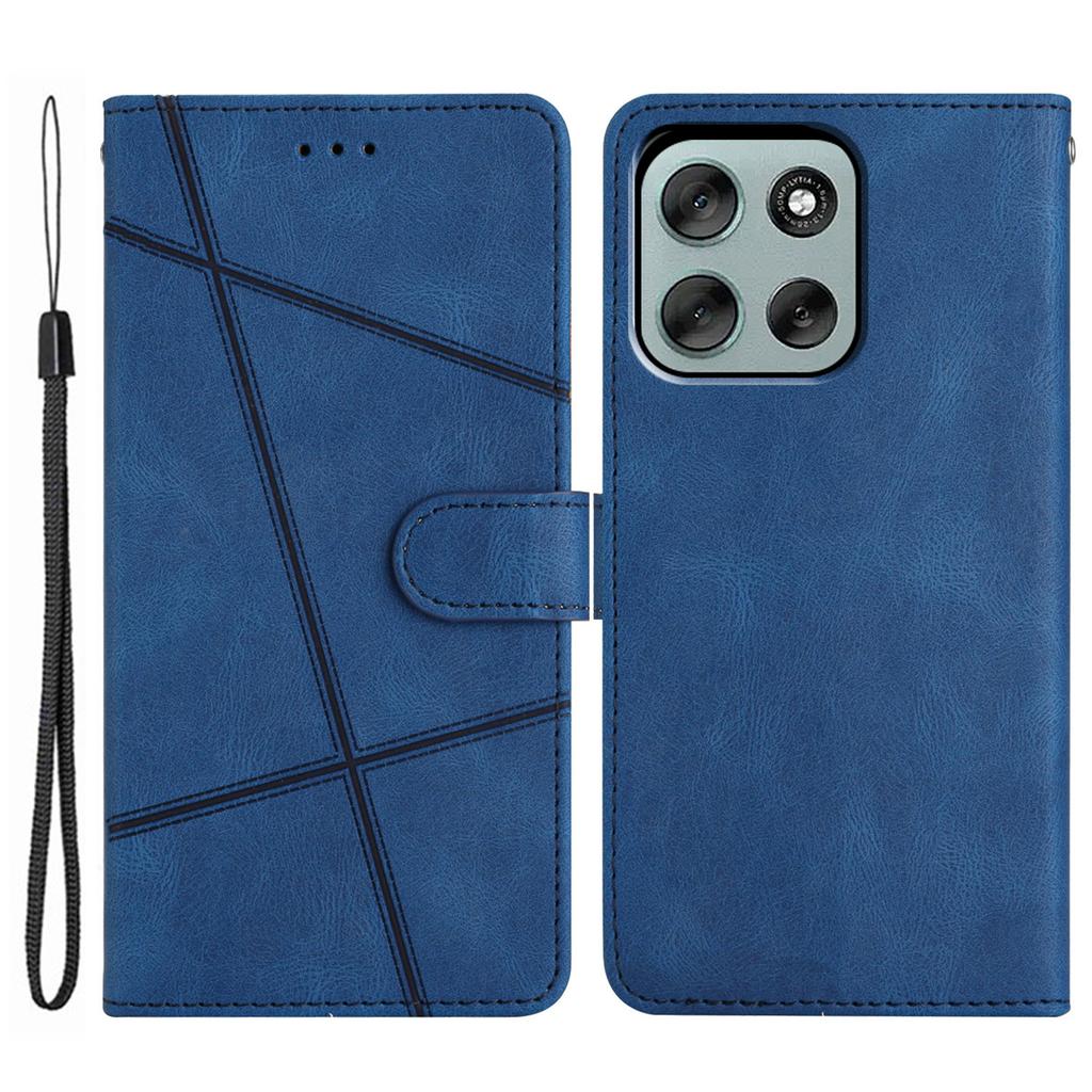 Für Motorola Moto G56 5G Brieftasche Hülle Liniengeprägtes Hautgefühl Leder Klapphandyhülle