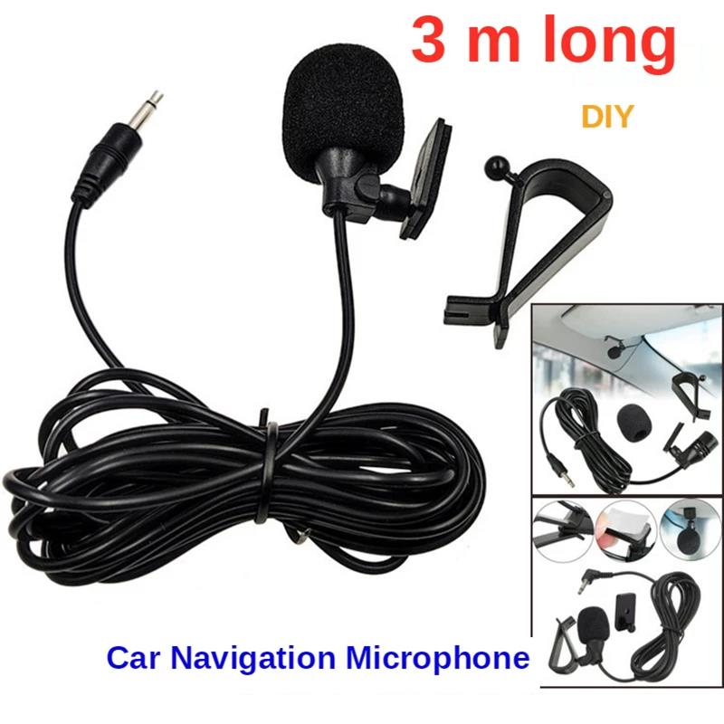 Car Microphone Audio Navigation Wired Clip External Wires Auto Mics Radio 3m Long Mic Stereo 3.5mm Mono 2.5mm SM Lotus Jack PlugGood product