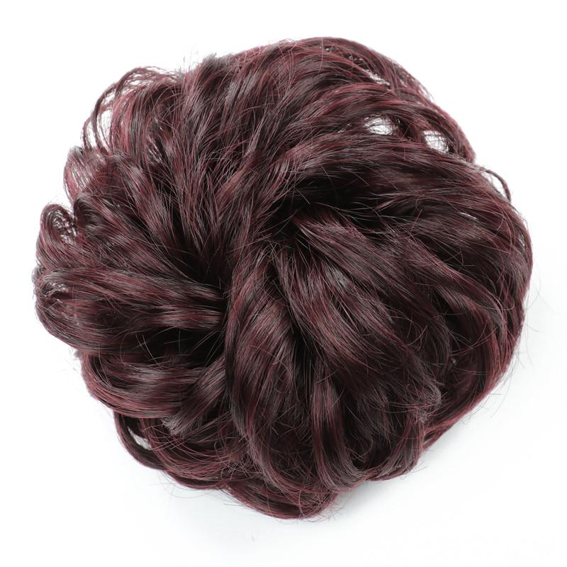 Synthetic Curly Elastic Rubber Band Chignon Donut Hairpieces Wrap On Ponytail Hair Extensions