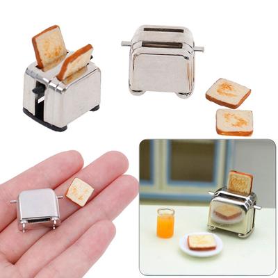 House Dollhouse Decorations Miniature Toaster Toast Machine With 2PCS Bread Doll Accessories