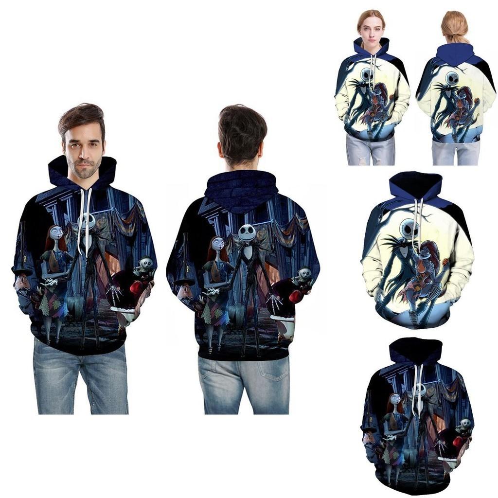 Nightmare Before Christmas Hoodie Pullover Sweatshirt Featuring Jack And Sally Design