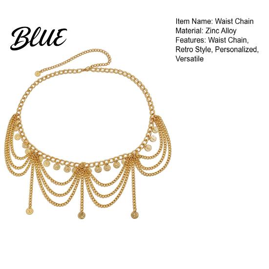 Layered Belly Dance Belt Women Waist Chain Multi with Coin