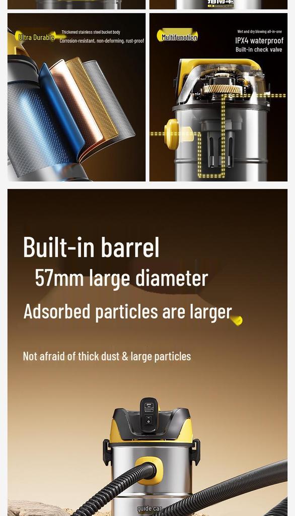 Industrial-Grade Vacuum Cleaner for Home, Car, and Commercial Use with Large Suction for Initial Cleaning and Renovation.