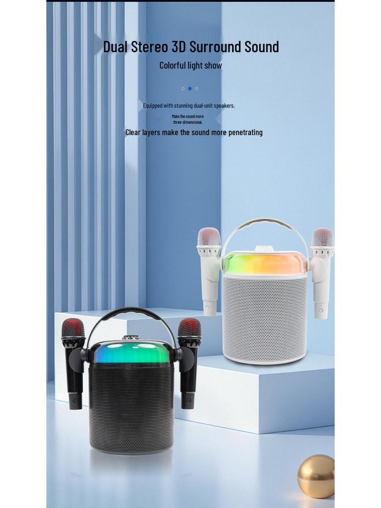 Portable All-in-One RGB Night Light Bluetooth Speaker with Microphone for Family KTV