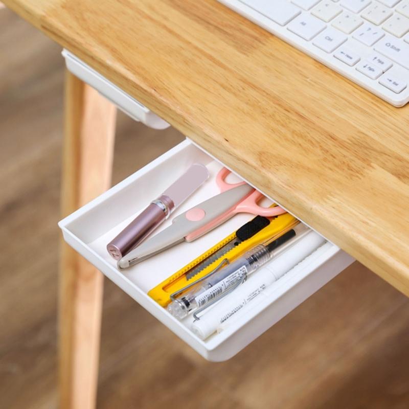 Space Saving Adhesive Mounted Organizers Drawer Under Table Surfaces For Mess Release Workspaces