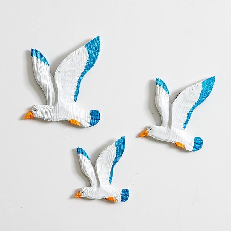 

3Pcs Mediterranean Style Resin Seagulls Wall Hanging Ornaments 3D Birds Decor Crafts Beach Ornament Home Background Wall Pendant