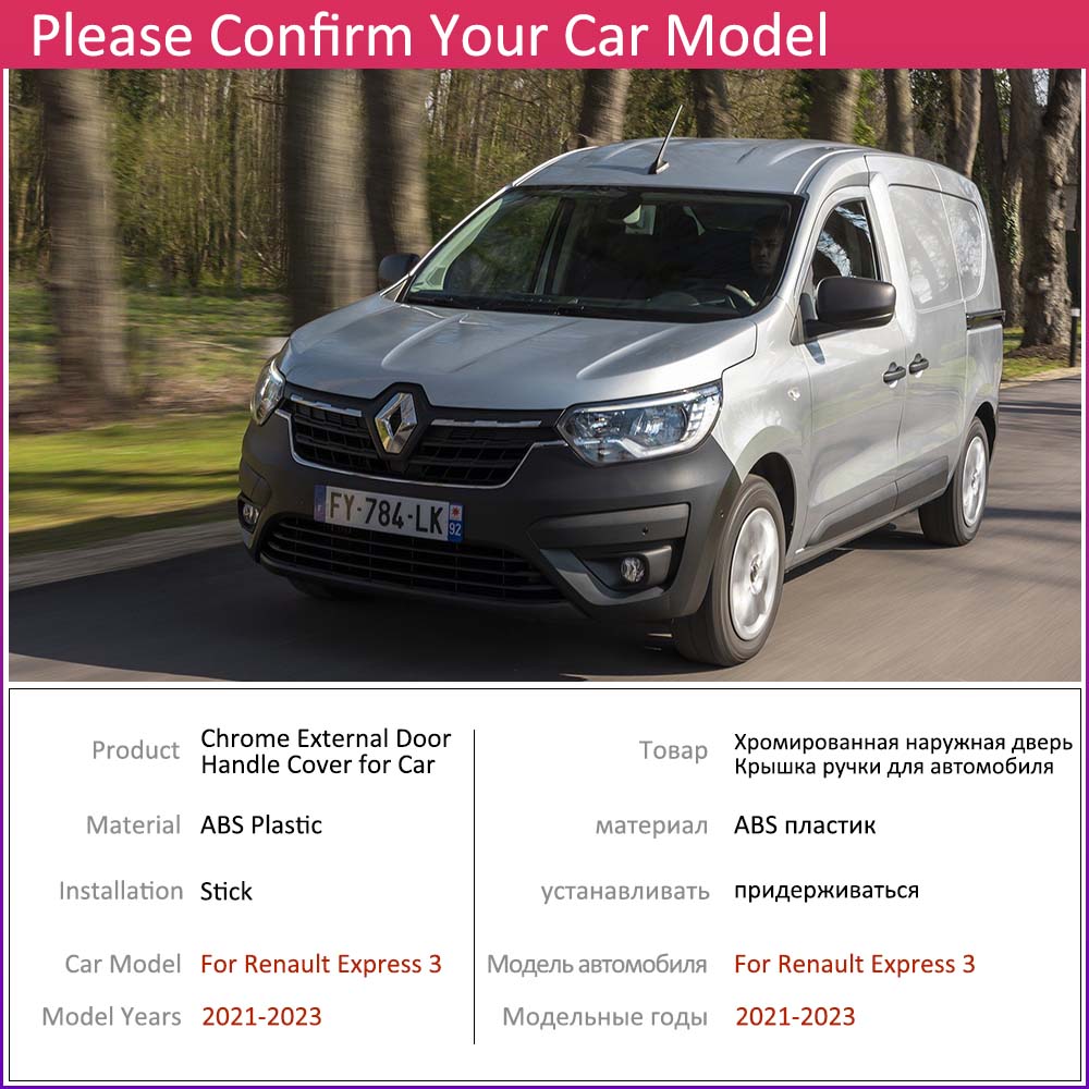 Hochglanzschwarze Türgriffabdeckung für Renault Express 3 III MK3 ~2023 LAV Kastenwagen 5-Türer Auto Außenbeständig