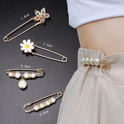 3 Pcs Women'S Clothing Brooch Set Pearl  Brooches For Women Lapel Pin Tightening Waist Pin Diy Accessories