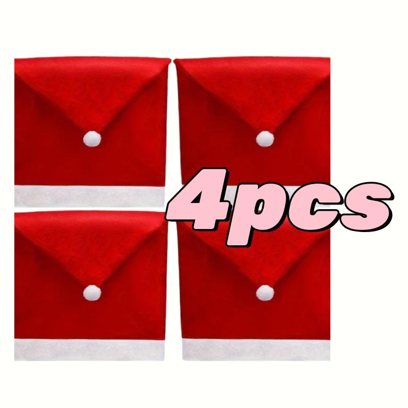 1-12pcs Christmas Chair Covers Decor Santa Claus Red Hat Chair Cap Kitchen Dining Chair Slipcovers Sets For Christmas Holiday