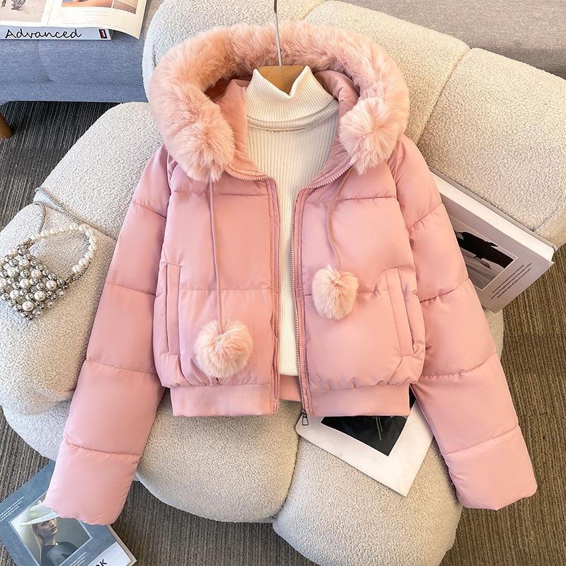 New Winter Down Jacket for Women, Short Style, Thickened Cotton Coat, Plus Velvet Cotton Jacket for Small People