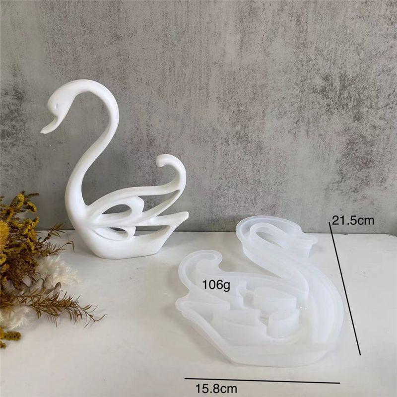 AEE2-2PCS Swan Ornament Silicone Mould Epoxy Resin Mold Desktop Swan Decorative Ornament Mirror Silicone Mould Gypsum Mold