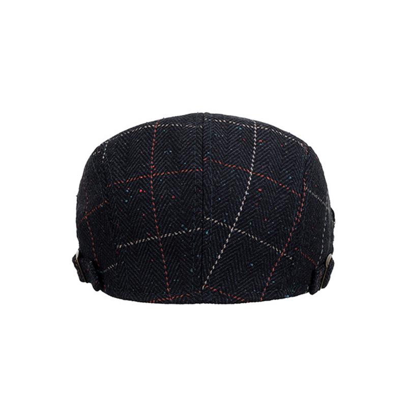 Plaid Beret Men's Autumn Winter Thick British Woolen Peaked Cap Newsboy Caps for Men Forward Cap Paintsman's Cap Driver Ivy Hat