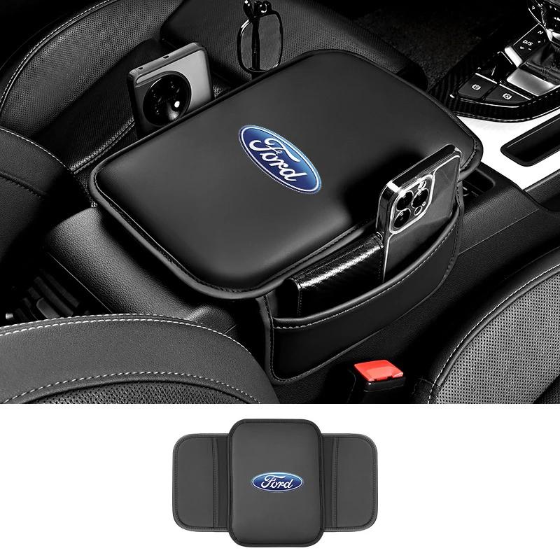Car Universal Armrest Cover Leather with Tissue Storage For Ford Focus Mondeo Kuga Fiesta MK7 Escort Explorer Edge 2 4 MK2 MK4 TB1