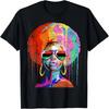 Womens Black Queen Afro  Dripping Juneteenth T-Shirt