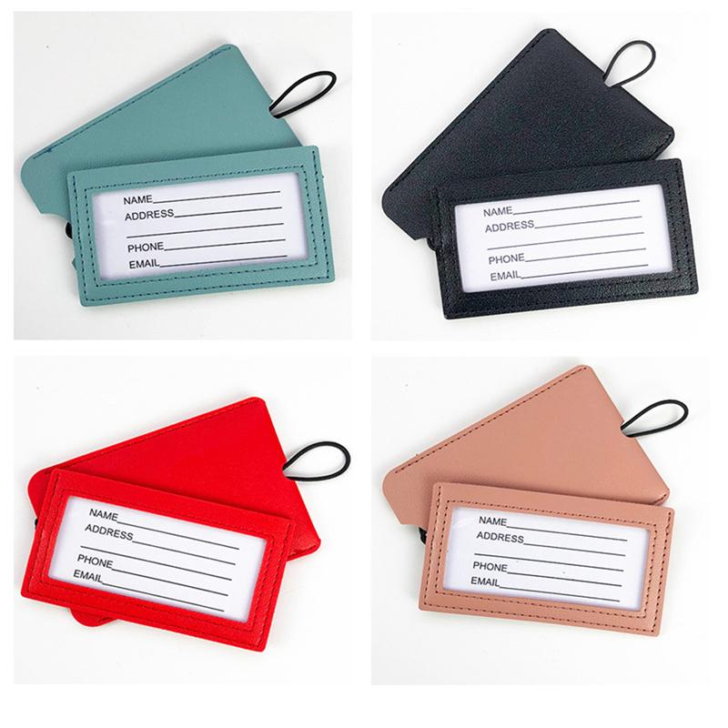 Portable Luggage Tag Travel Accessories Pu Leather Suitcase Identifier Name Address Tags