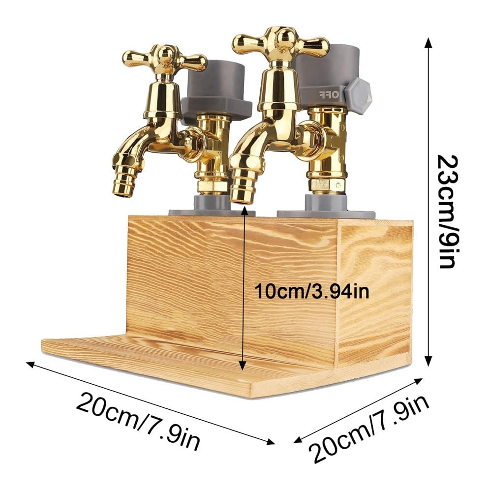 Wooden Whiskey Dispenser, Tap-Type Drink Dispenser, Rustic Wine Alcohol Decanter, Double Tap Design, Perfect for Outdoor BBQs, Bars, Parties, and Birt