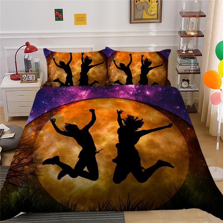 Shopify Polyester Bedding Two Three Piece Digital Printing Dance Silhouette