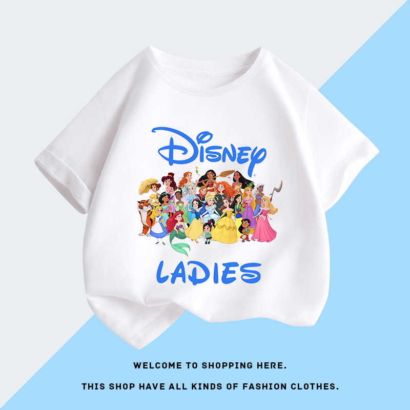 Parentchild Wear Super Cute and Adorable   Princess Cartoon Princess Girl Casual Loose Shortsleeved Tshirt
