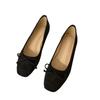 Mode Übergröße 34-43 Damen Schuhe Runde Zehenpartie Weiche Faltbare Ballerinas Damen Schleife Slipper Nubukleder Mokassin Femmes Roll-Up Ballerinas