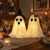 Saisonale Feiertagsdekoration Halloween Geist Dekoration, Leuchtend mit Hexenhut/Schleife, Dekoration Spukhaft Stehend für Veranda Hof Außenparty