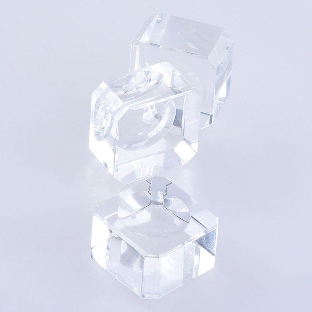 Display Base Stand Holder with Clear Glass Square Dimple Blocks for Crystals