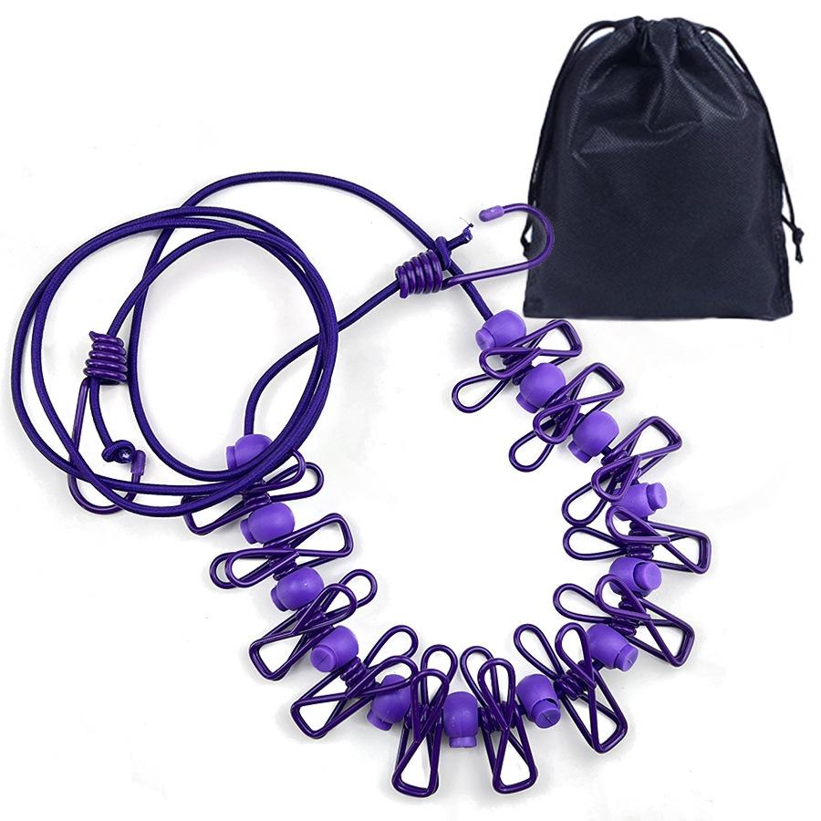 Retractable Portable Clothesline for Travel, Clothing Line with 12 Clothes Clips, for Indoor Laundry Drying Line, Outdoor Camping Accessories