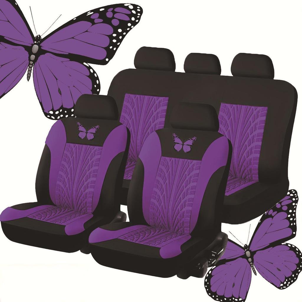 Universal 9-teiliges Sitzbezug-Set mit Schmetterlingsprägung für Fünfsitzer-Autos - Stilvolles, Bequemes und Elegantes Design