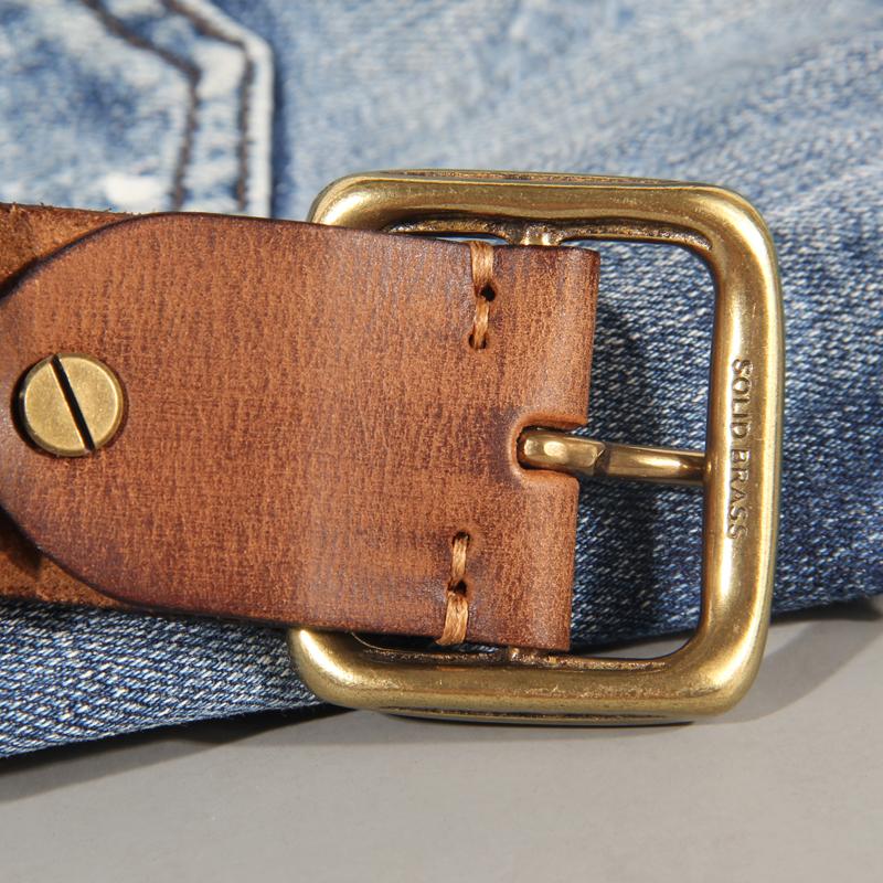 3.8cm Male Leather Copper Buckle Handmade First Pure Cowhide Retro All-match Casual Jeans Soft Belt Brown Black Luxury