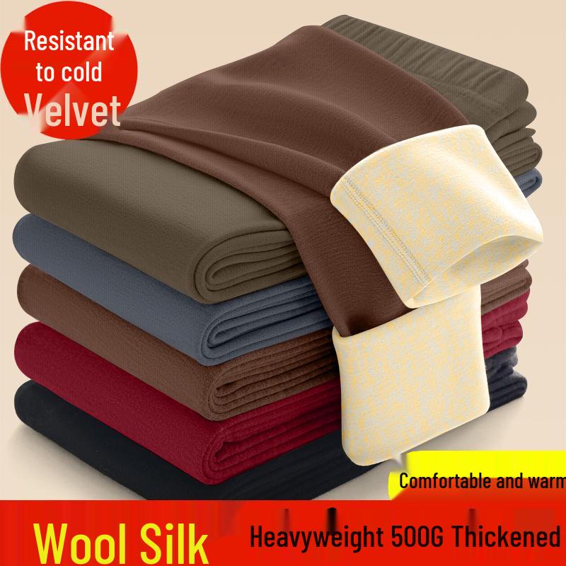 

Women s Plus Size Thick Wool-Silk Heavyweight Warm Elastic Pants M [Recommended 80-90]
