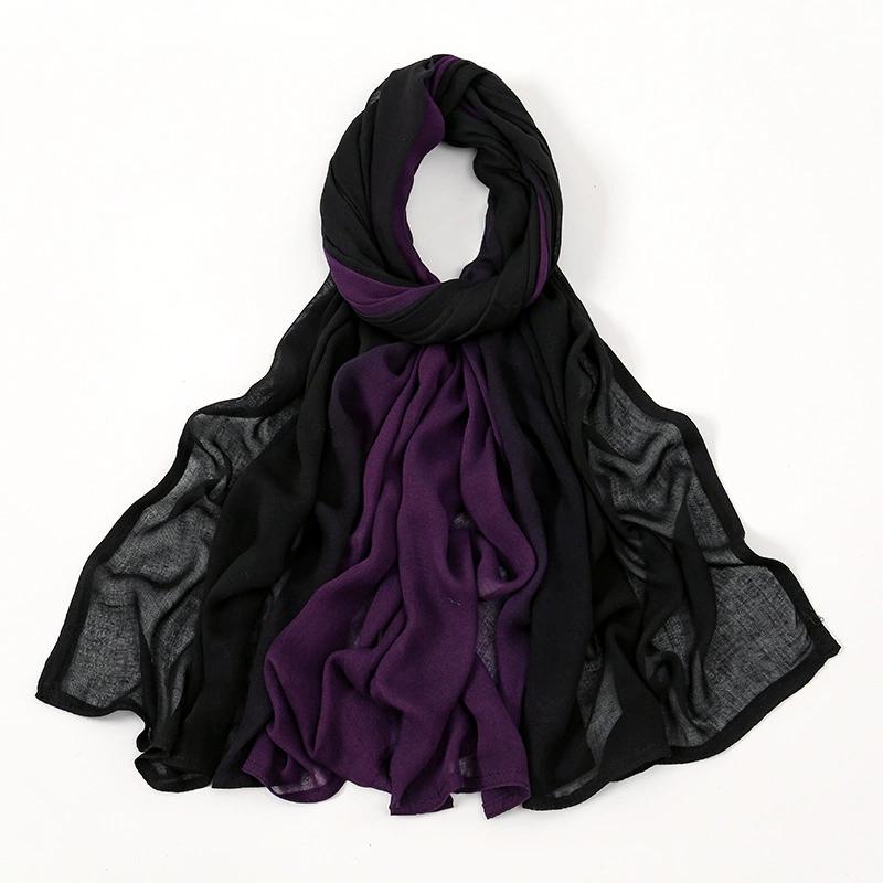 180*85Cm Muslim Viscose Hijab Scarf Women Gradient Color Cotton Feel Head Wrap Lady Soft Turban Scarves Solid Shawl Jersey Hijab