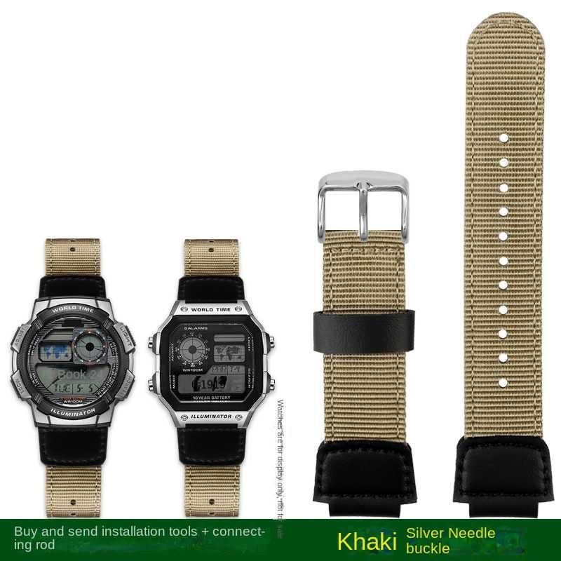 18mm Hochwertiges Weiches Dünnes Nylon Rindsleder Armband Geeignet für Casio AQ-S810W SGW-300 AE1200 w218h Stahlring Herren Armband