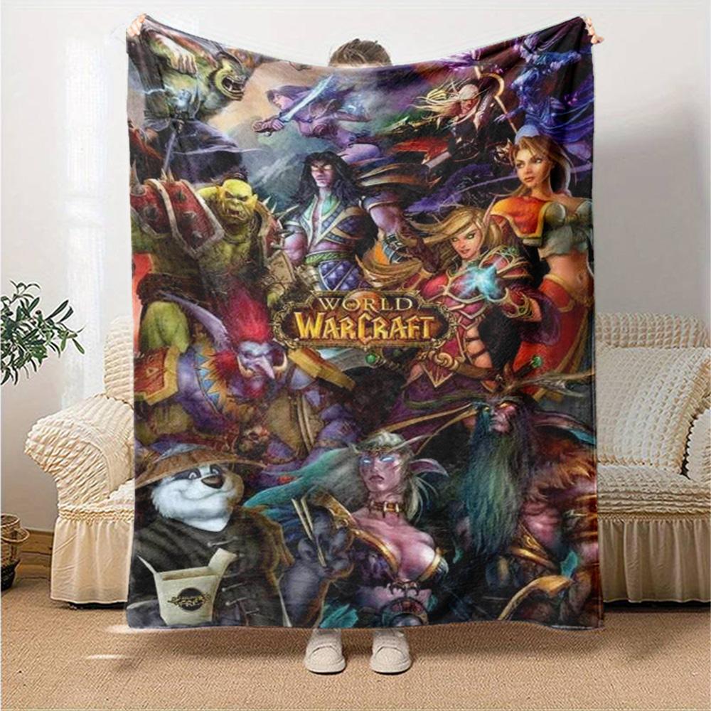 World of Warcraft Print Flannel Blanket High Quality Warm Comfortable Cover for All Seasons Perfect for Gifts Home Decor