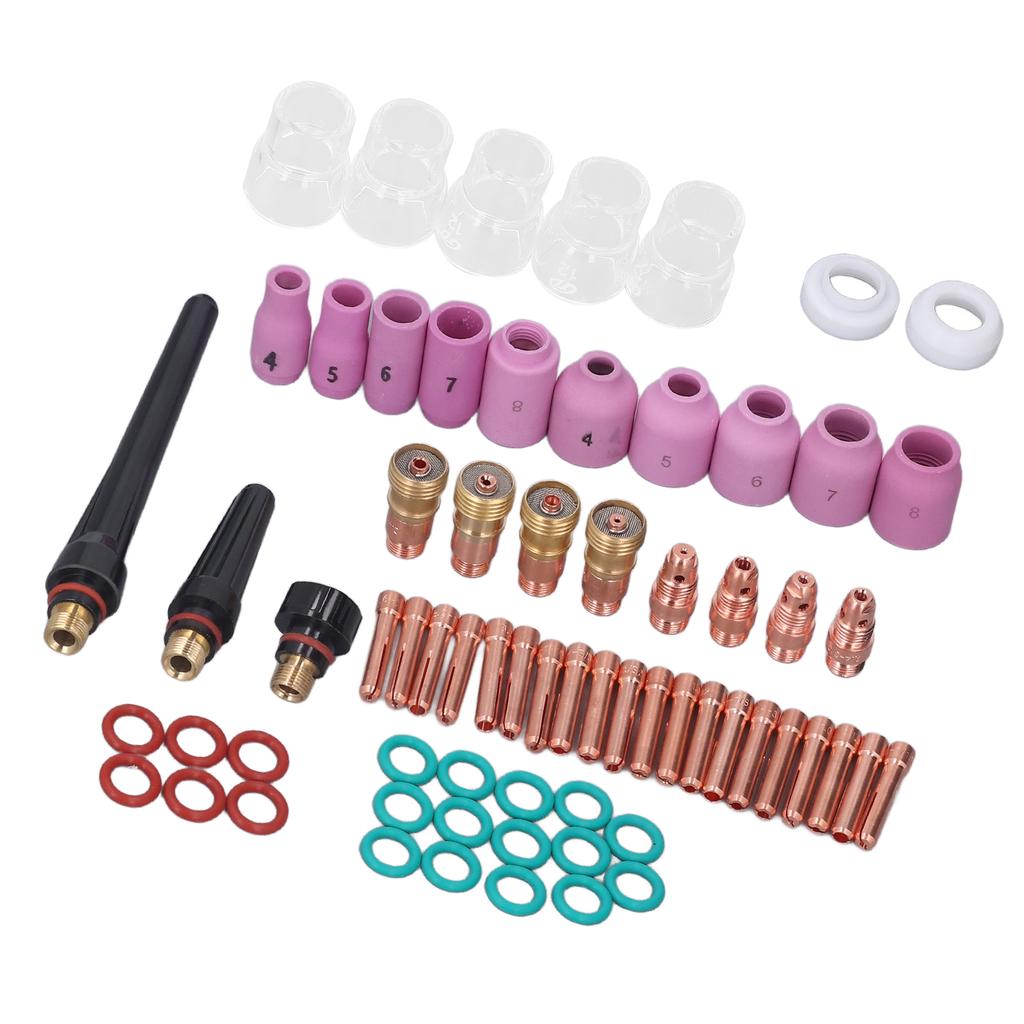 68Pcs TIG Welding Accessory Set Glass Cup Connector Electrode Coil PTFE Front Cover for WP 17 18 26