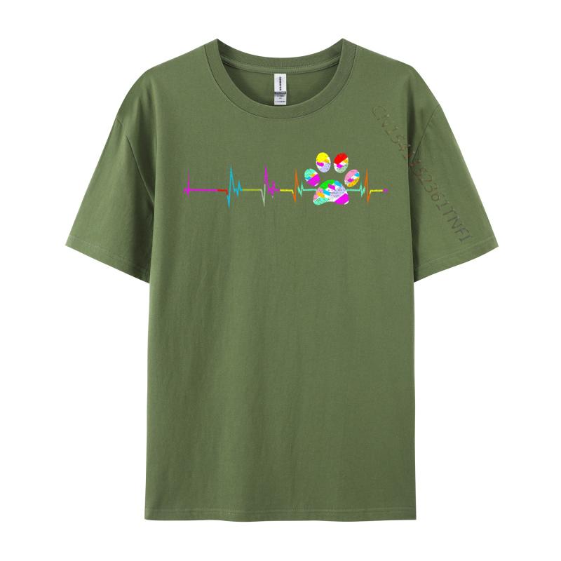 Dog Paw Print Heartbea Women Girls Mom Love Dogs Faddish Men Top T-Shirts Dog Paw Heartbeat Paw Heartbeat Tops T Shirt T-Shirts