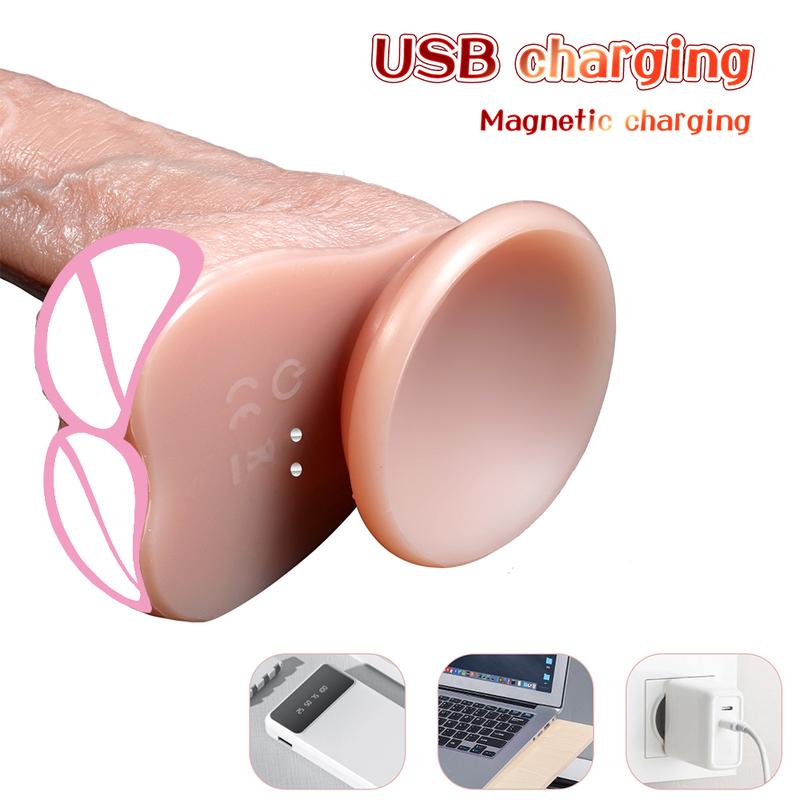 Großer Weicher Penis Vibrator Realistischer Dildo Sex Spielzeug Für Frau Teleskopischer Penis Spielzeug Künstlicher Penis G-Punkt Vibrator Stoßender Sex Spielzeug
