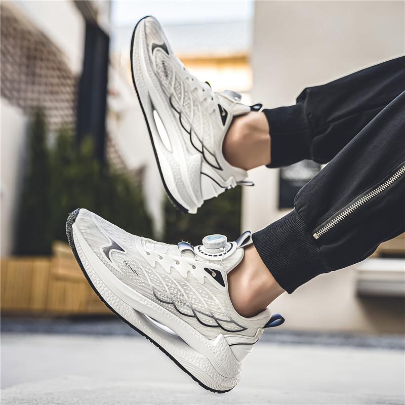 Fashion Black Men Casual Mesh Sneakers New Autumn Student Fashion Running Shoes Twist Buckle Non-slip Breathable Outdoor Soft Sport Shoe