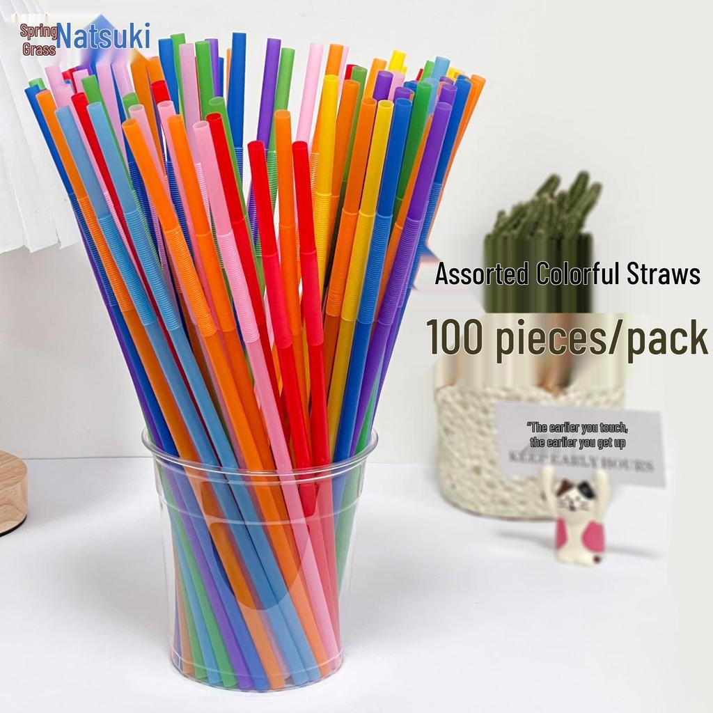 Clear Disposable Thin Straws for Milk, Juice, and Crafts - Hardened Single Use