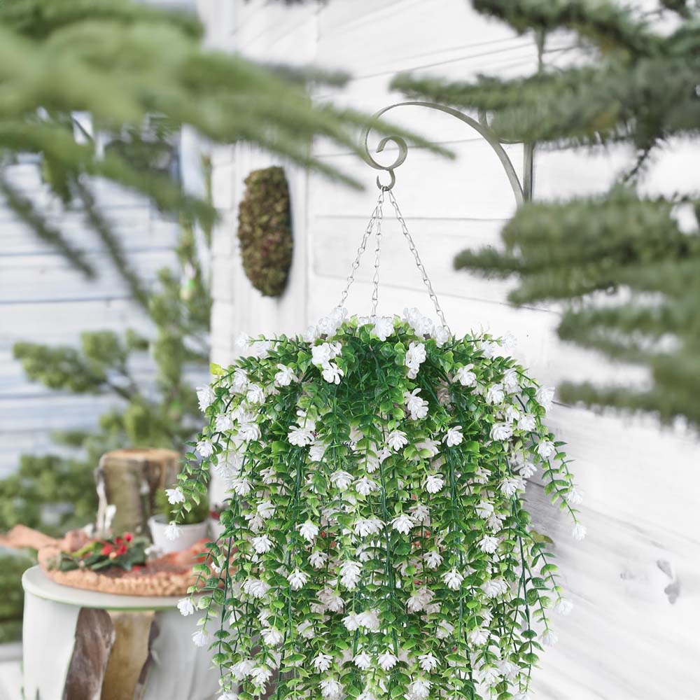2Pcs Artificial Hanging Flowers,UV-Resistant Fake Hanging Plants Flower Bouquet Hanging Vine Plants Drooping Plants