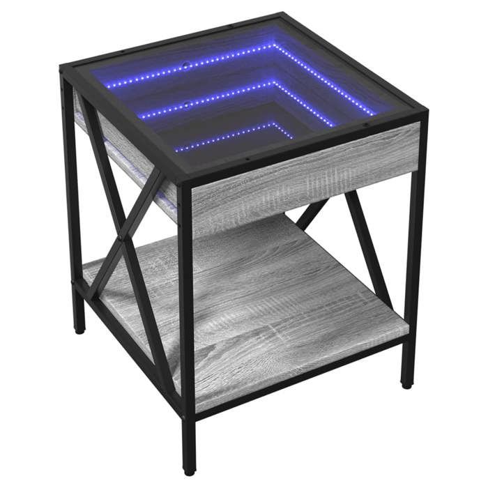 VidaXL Table de chevet avec LED infini sonoma gris 40x40x49 cm 3284099