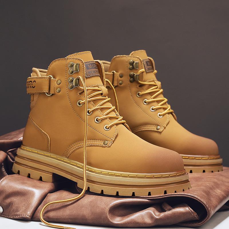 Men's Waterproof High-Top Leather Martin Boots, 2024 New Style Spring & Autumn Shoes for Men and Boys, Unisex Design.