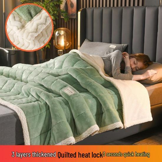 Thickened Three-Layer Milk Velvet Baby Blanket, Machine Washable Fleece Gift Cover