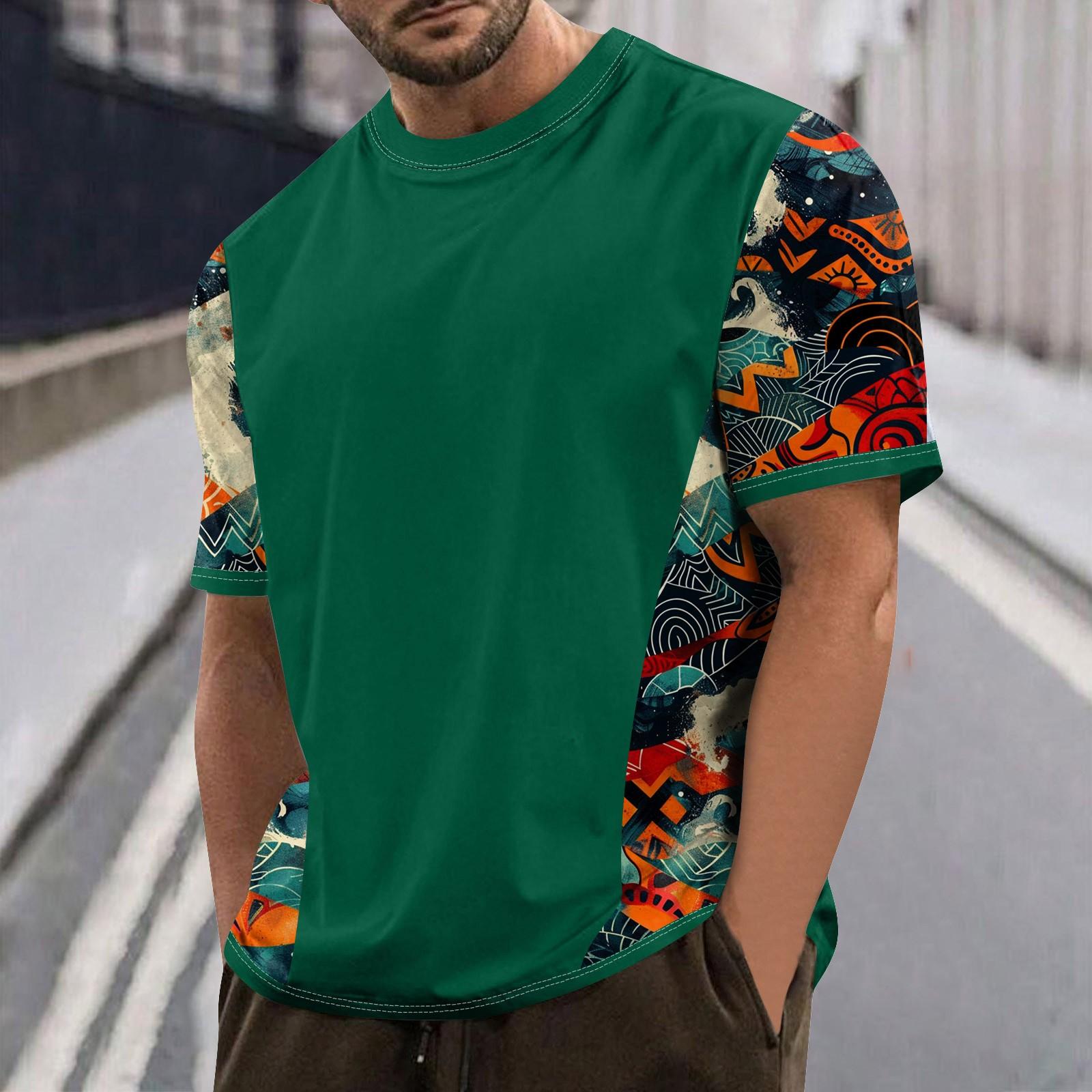 

Летняя мужская популярная футболка с круглым вырезом и коротким рукавом с принтом XL зелёный